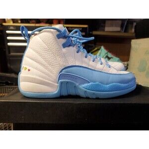 Nike Air Jordan 12 Retro GS Size 6Y/7 Wom White University Blue Emoji DQ4365-114